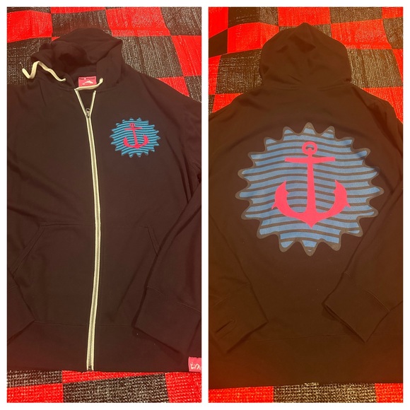 Pink + Dolphin Zip Up Hoodie size L
Pit to pit: 21”
Length: 28” - Picture 1 of 7